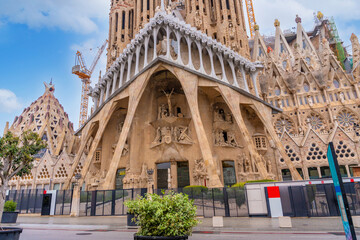One of the beautiful doors of the Sagrada Familia Basilica in Barcelona, Spain.