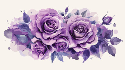 Purple rose flower watercolor bouquet for background