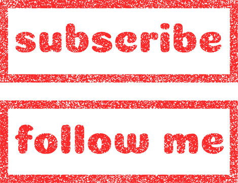Subscribe Follw me red rubber stamp set
