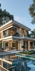 Fototapeta premium Modern Luxury Villa with Swimming Pool