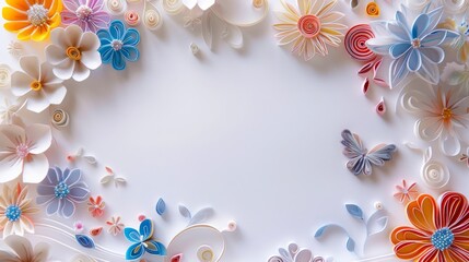 colorful fractal design with flowers, spirals and swirls, copy space, may used as wishing card