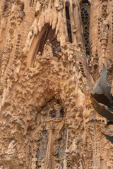 Details of the door of the Basilica of the Sagrada Familia in Barcelona, Spain