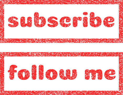 Subscribe Follw me red rubber stamp set

