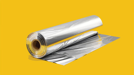 Roll of aluminium foil on yellow background Vector illustration