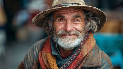 portrait of an old man with a hat