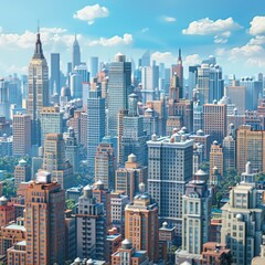 Obraz premium Beautiful Cityscape with Tall Buildings and Blue Sky