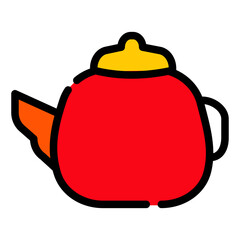 Chinese Teapot Icon in Flat Style