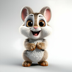 Fototapeta premium 3d rendering of a cute little mouse isolated on white background.