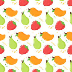 colorful fruit and berries pattern seamless tropical summer fruit illustration background for printable