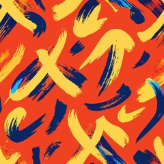Obraz premium Seamless pattern of expressive calligraphic brush strokes conveying emotions and sentiments, Generative AI