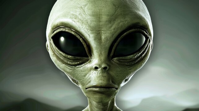 Enigmatic alien creature with mesmerizing galaxy colored eyes indicating profound intelligence