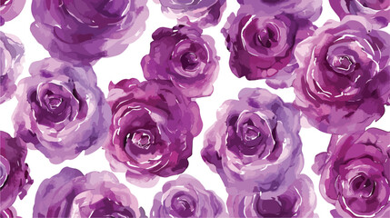 Seamless pattern of purple rose flower with watercolo