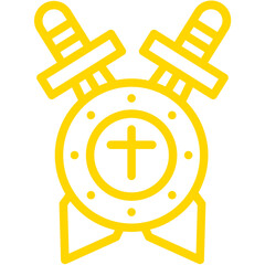 Obraz premium Shield with sword Vector Icon Design Illustration