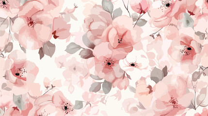 Seamless pattern of soft pink floral watercolor for background