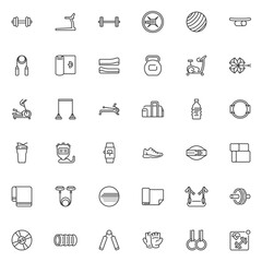 Gym and Fitness line icons set