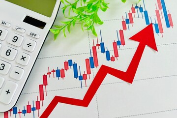 値上げチャートと株価が上がるイメージ