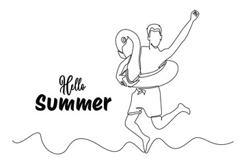 Summer Concept. Single line draw design vector graphic illustration.