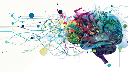 Fototapeta premium Cyber image of AI and brain linkage 