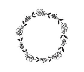 Hand drawn floral wreath vector on white background