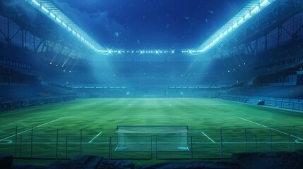 Fototapeta premium Soccer stadium blue tone.