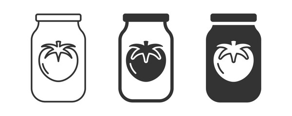 Simple tomato sauce jar icon in black and white. Vector illustration ideal for food and packaging design concepts.