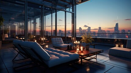 Fototapeta premium Pool at sunset. AI generated art illustration.