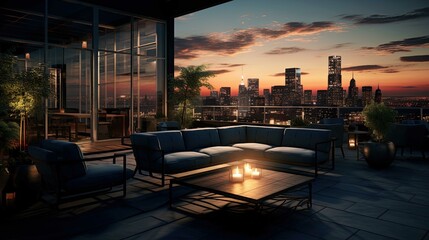 Fototapeta premium Pool at sunset. AI generated art illustration.