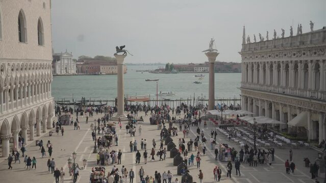 Venice, Italy - The Piazzetta di San Marco is an open space connecting the south side of the Piazza San Marco or St Mark's Square to the Venice lagoon.