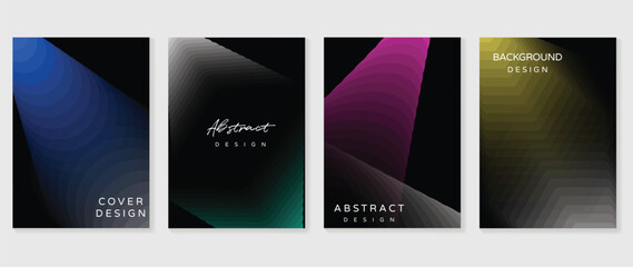 Fototapeta premium Abstract gradient poster background vector set. Minimalist style cover template with vibrant perspective 3d geometric prism shapes collection. Ideal design for social media, cover, banner, flyer.