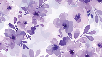 Soft purple floral watercolor seamless pattern for background