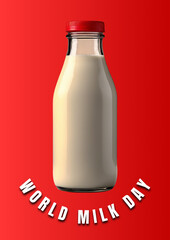 World Milk Day illustration with red Background, Generative AI