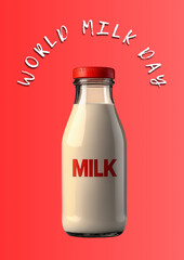Milk Day illustration with red Background, Generative AI