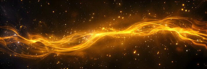 Ethereal Yellow Galaxy - A Vibrant Cosmic Show of Illuminated Nebula and Scattered Stellar Beauty