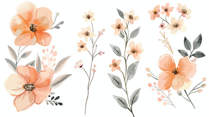 Spring floral with watercolor for wedding birthday ca