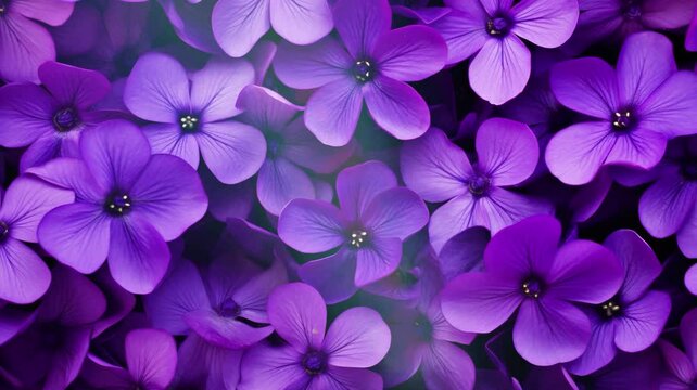 Violet flower background tile. Flowers background. Violet flower background. Happy valentine. Happy mothers day. Happy Wedding. Sun light rays, floating glowing particles. Videos realistic. 4k Videos