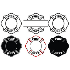 Fire fighter emblem. Black and white fire fighter blank loigo emblem design	

