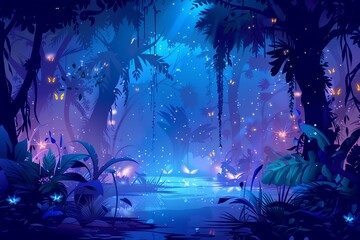 Fototapeta premium Glowing tropical forest background