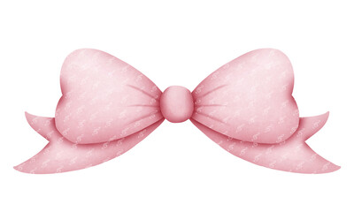 Vintage bows and ribbons in pink and blue color. Png illustration