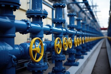 Obraz premium Pipeline valves. Gas transportation with gas or pipeline valves