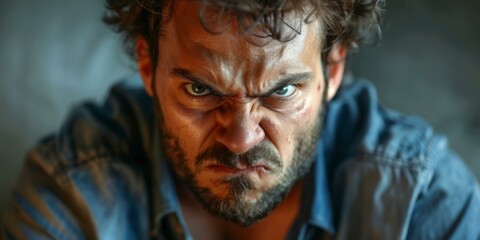 Angry Man Portrait: Close-up of Expression
