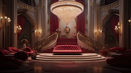 Fototapeta premium Interior of a luxury hotel. AI generated art illustration.