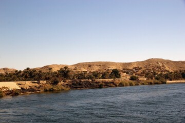 Landscape along the Nile river between Luxor and Aswan, Egypt