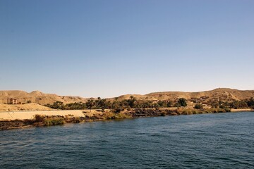 Landscape along the Nile river between Luxor and Aswan, Egypt