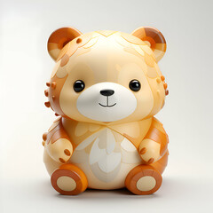 Naklejka premium Teddy bear isolated on white background. 3D rendering. Illustration.