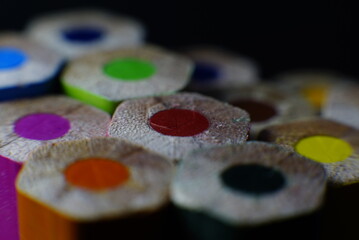 happy expression of colored pencils