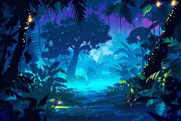 Fototapeta premium Glowing tropical forest background