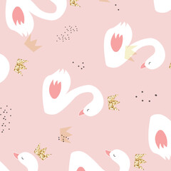seamless pattern with swans