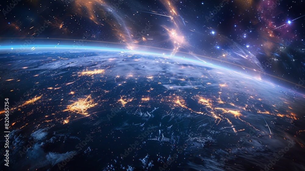 Poster Floating in space. Generative AI.