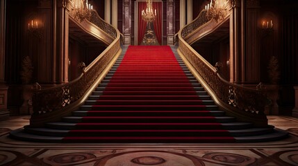 Red carpet in the church. AI generated art illustration.