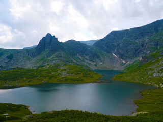landscape of lake in the mountains, Seven Rila Lakes, Bulgaria